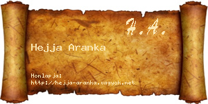 Hejja Aranka névjegykártya